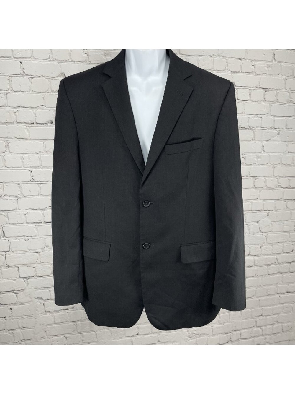 Pronto Uomo Black 100% Wool 2 Button Double Vent Blazer Sport Coat Size 38L